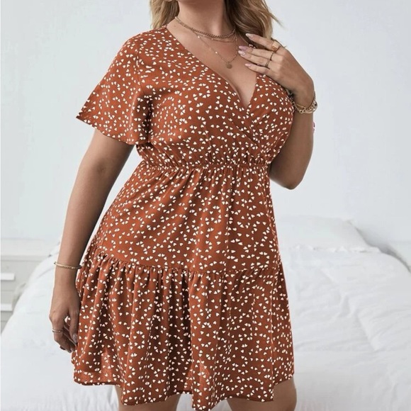 Boho Long Chiffon Gown with Ruffles Green Plus Size main image 1